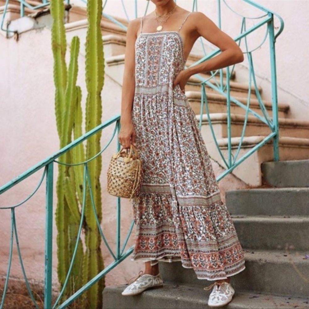 Spell Jasmine Strappy Maxi Size S in Cream Excellent Condition